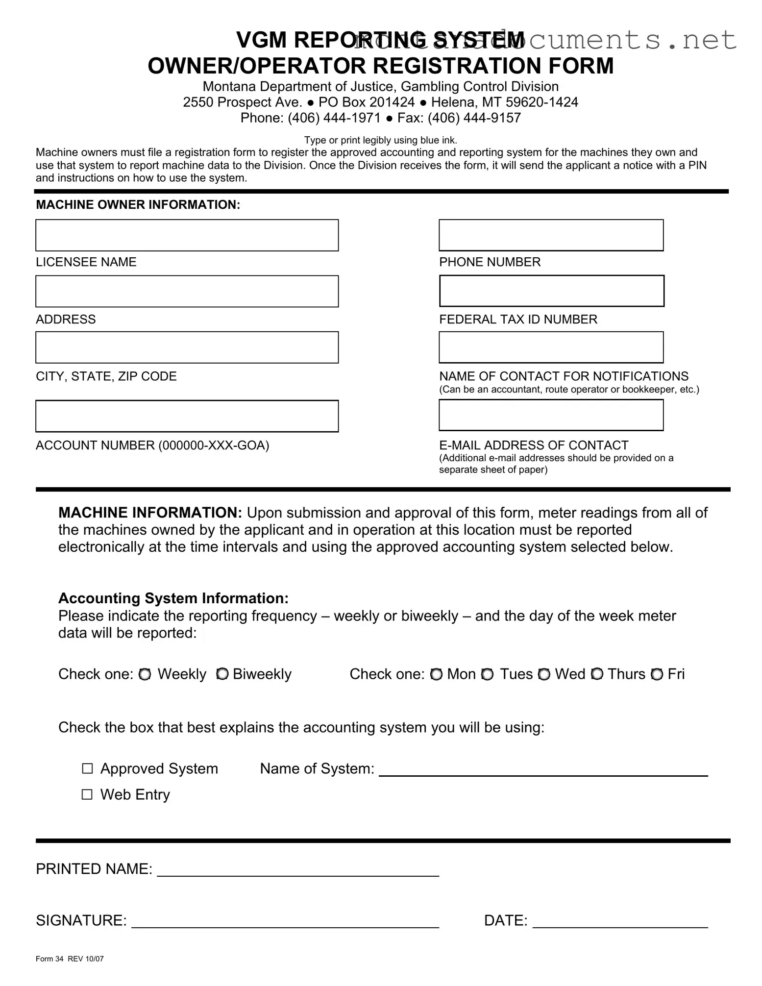 Printable Montana 34 Template