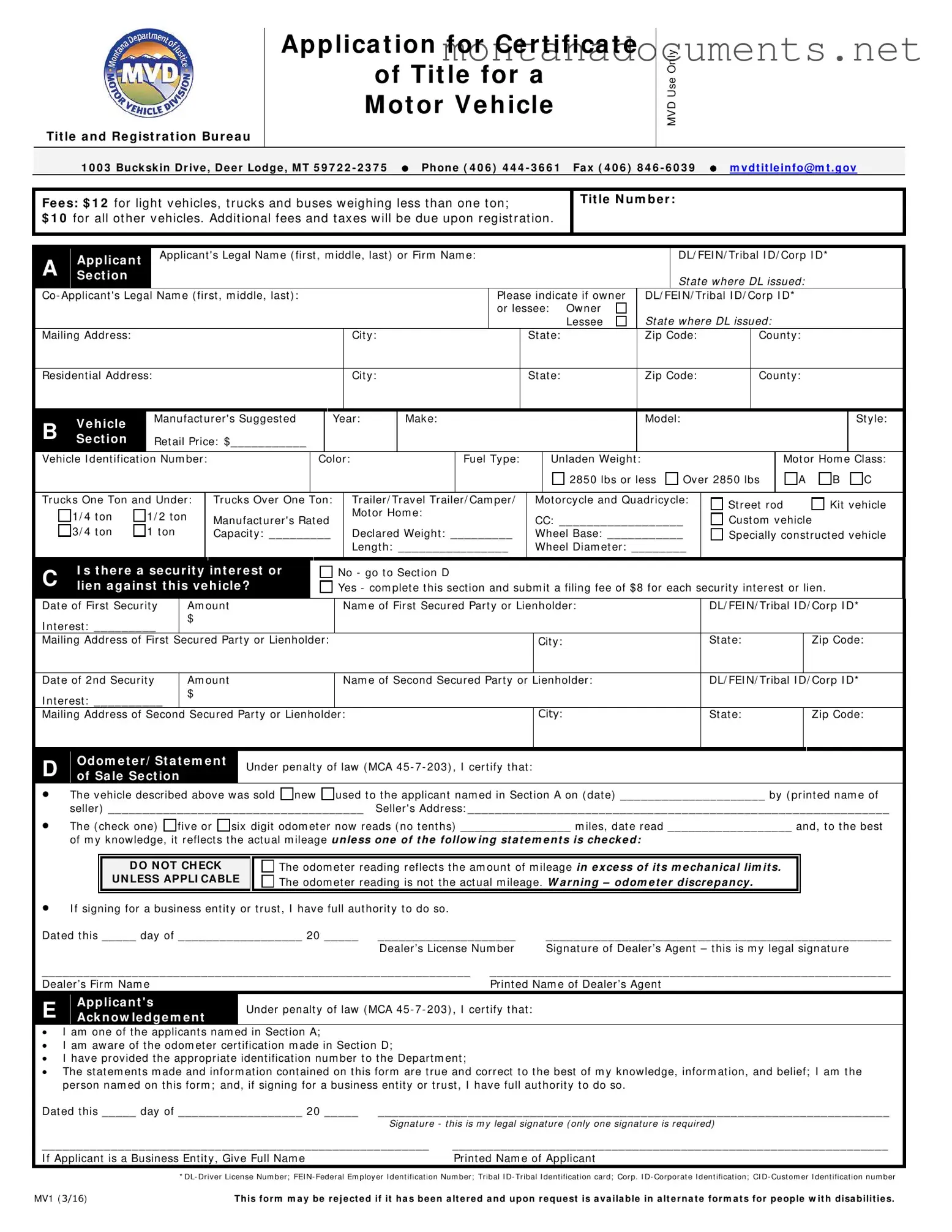 Printable Montana Mv1 Template