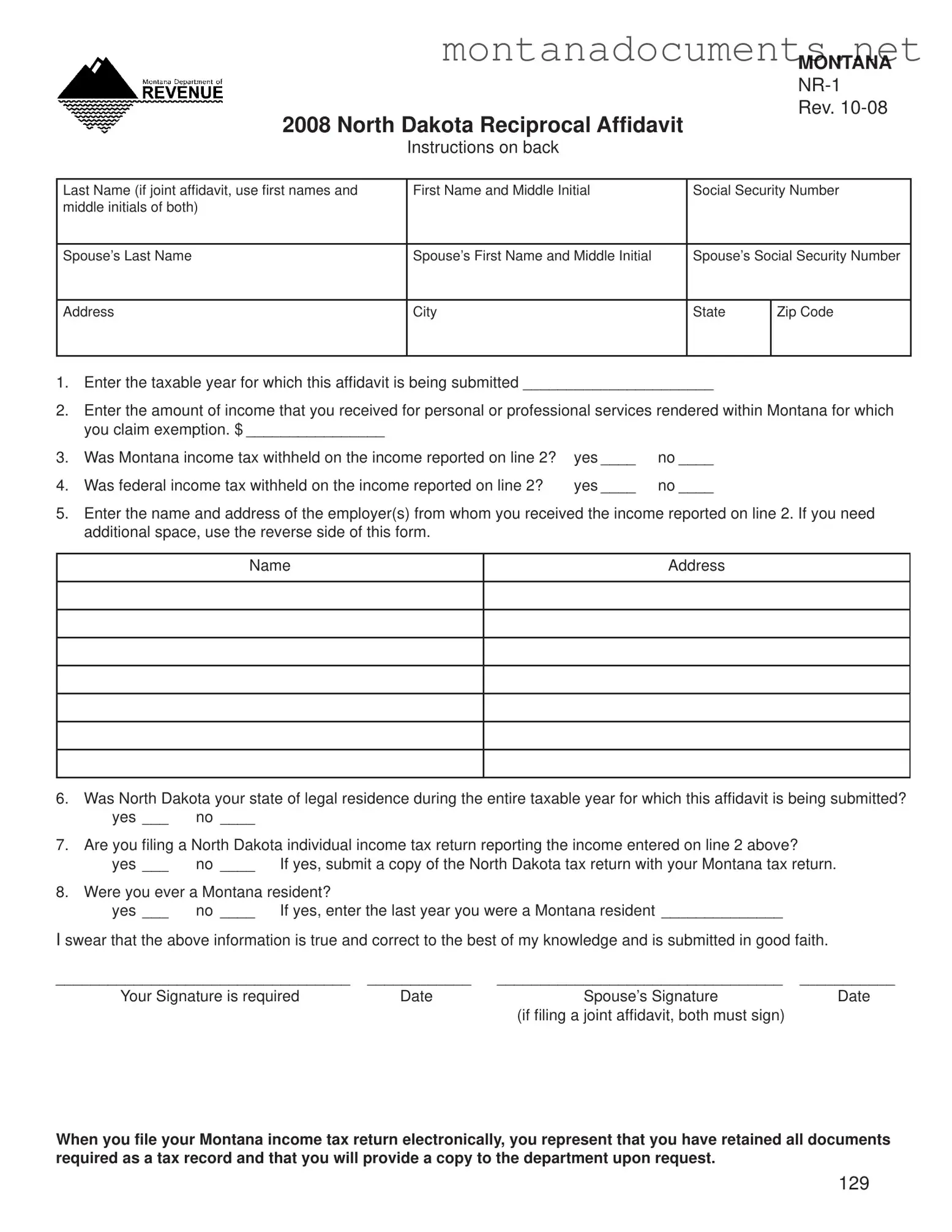 Printable Montana Nr 1 Template